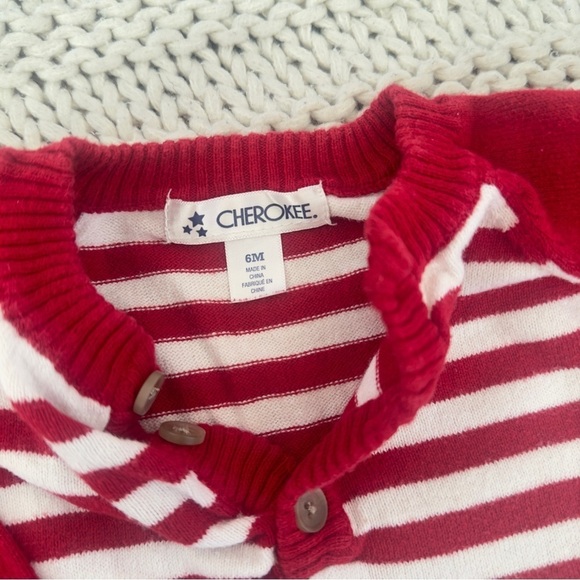 Cherokee Red & White Stripped Onesie Baby Size 6 Months - Picture 3 of 4